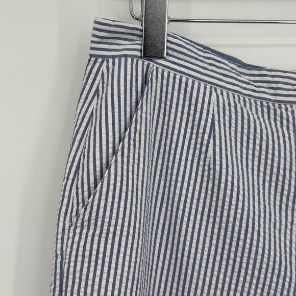 Tommy Hilfiger pants women's 14 ankle seersucker blue white stripe nautical - Picture 3 of 7